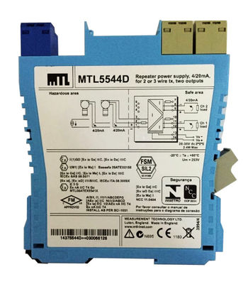 MTL5544D منبع برق تکرار کننده ابزار MTL 4/20ma برای 2 یا 3 فرستنده سیم دو خروجی