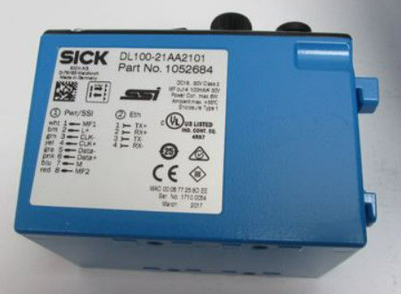 سنسور فاصله لیزری SICK Dx100 DL100-21AA2101 نمایشگر متریکس نقطه ای 6 رقمی 5 × 7، LED