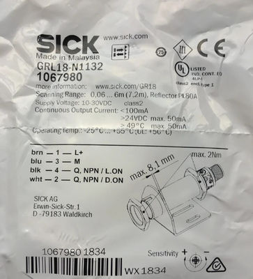 SICK GRL18-N1132 سنسورهای فوتو الکتریکی GR18 با طول موج 650 نانومتر