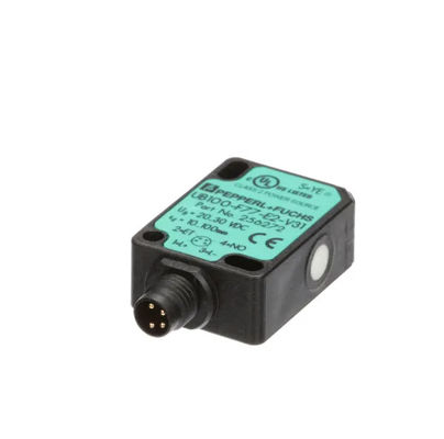 سنسور تشخیص مستقیم فوق صوتی Pepperl Fuchs UB100-F77-E2-V31 با تاخیر پاسخ ≤ 50 ms جرم 10 g
