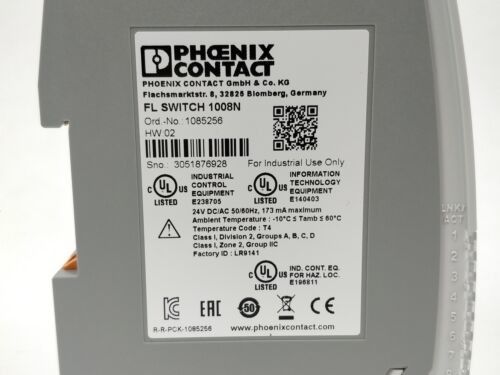 FL SWITCH 1008N 1085256 سوئیچ صنعتی اترنات با سطح حفاظت IP54 و ثابت سلول 0.05 سانتی متر