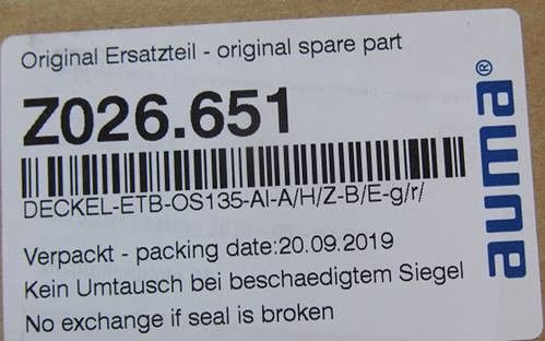 Z026.651 قطعات اکتواتور AUMA برای اکتواتورهای چند دور SA 30.1 / SAR 30.1 مهر