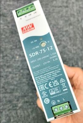 MW متوسط خوب SDR-75-12 12V 6.3A 75W واحد خروجی برق صنعتی DIN راه آهن